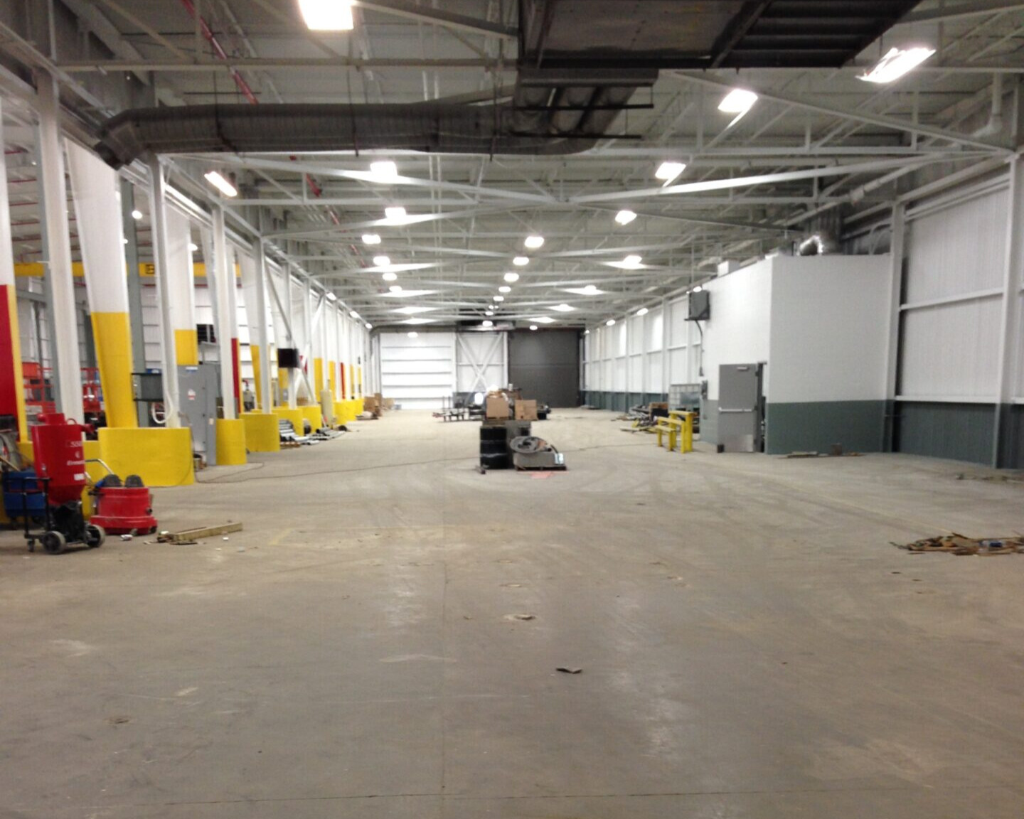 Polished concrete floor in an industrial facility.