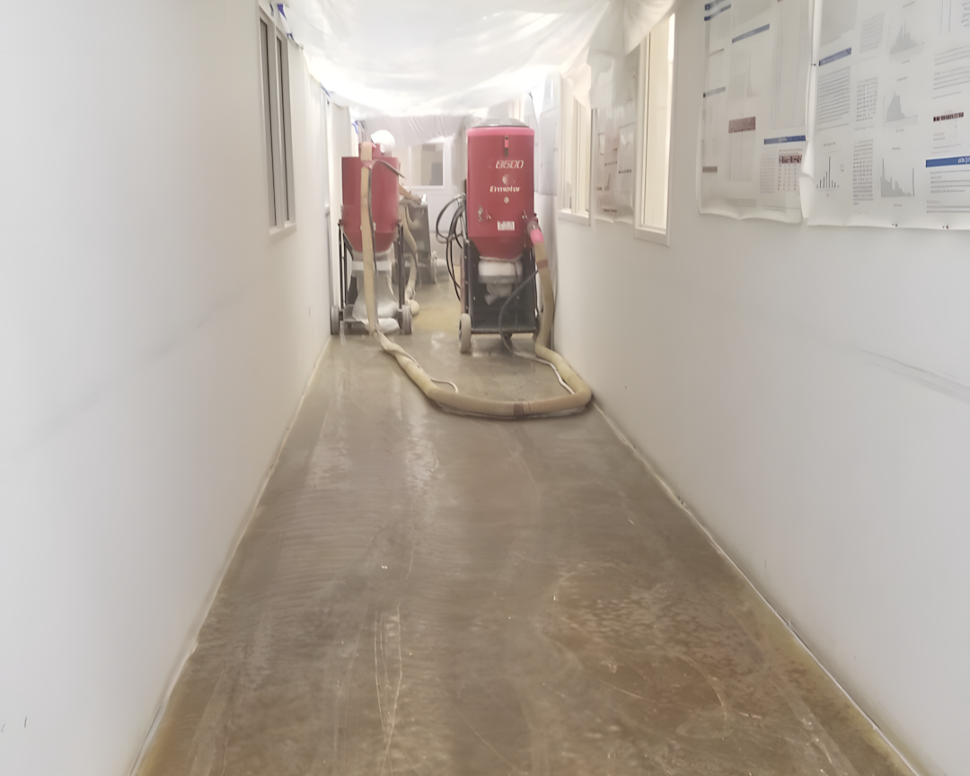 Hygienic polished concrete floor in a medical laboratory.